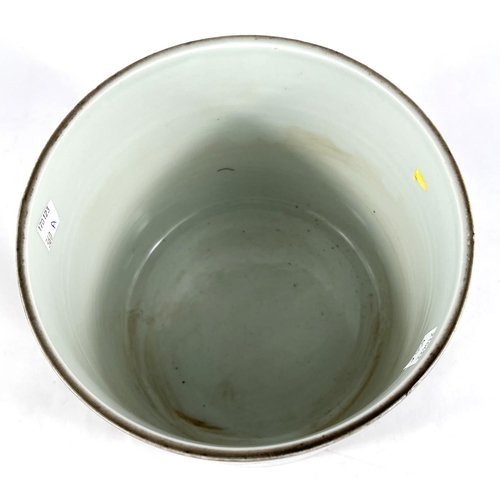 360A - A large Chinese porcelain brush pot, powdered sang de boeuf glaze 19cm diameter, height 16cm