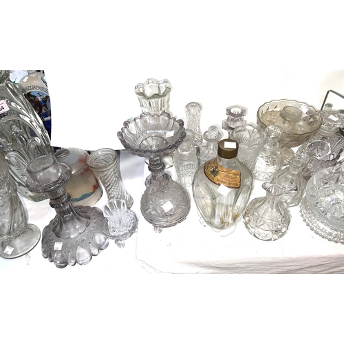 464 - A selection of Victorian and later moulded glass vases, etc