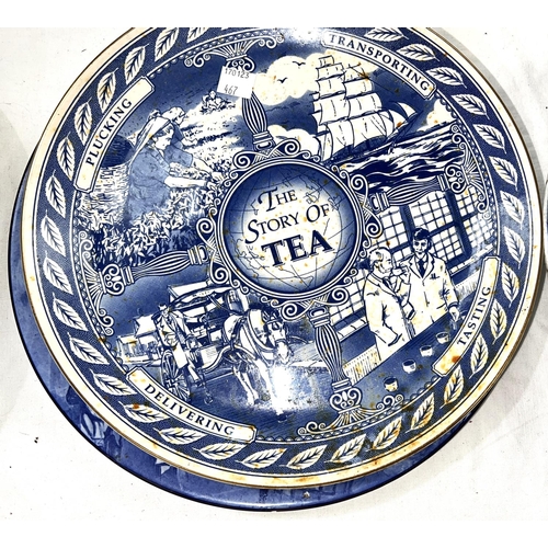 467 - A Royal Doulton flow blue Plate with Shakespeare, another with burns and a selection of similar blue... 