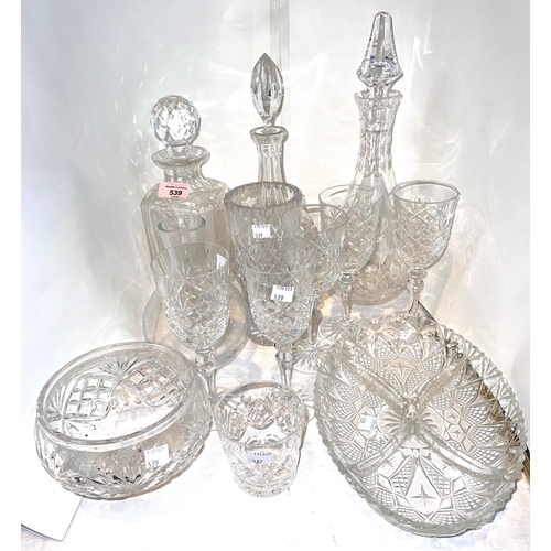 539 - A set of decanters and other glassware