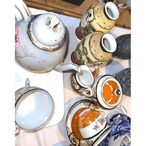 563 - A1930's Japanese eggshell tea set; a Noritake part tea set; etc.