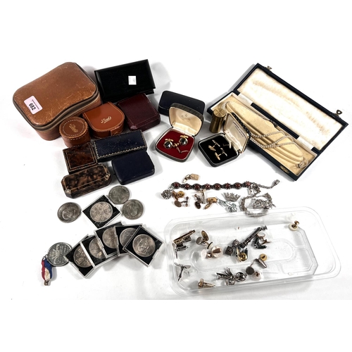 682 - A selection of costume jewellery; jewellery boxes; collectors' crowns; etc.