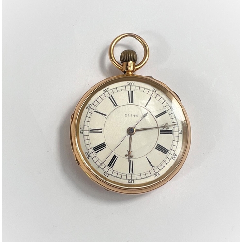 674 - An 18 carat hallmarked gold pocket watch, open face and keyless, signed L Lichtenstein, Manches... 