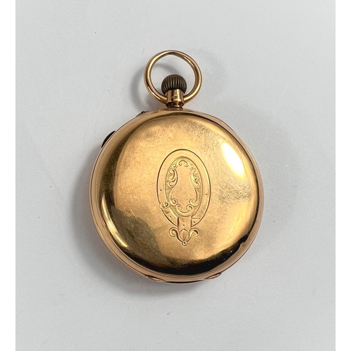 674 - An 18 carat hallmarked gold pocket watch, open face and keyless, signed L Lichtenstein, Manches... 