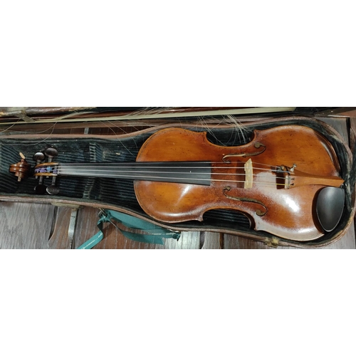 335 - A mid 19th century violin by John Priestnall, with interior label, with 1852 date, No 17 to back of ... 