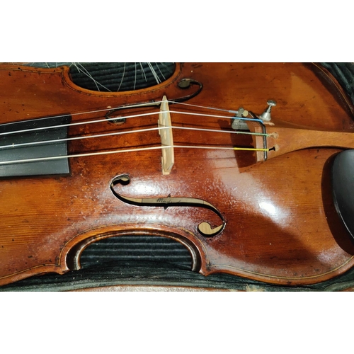 335 - A mid 19th century violin by John Priestnall, with interior label, with 1852 date, No 17 to back of ... 