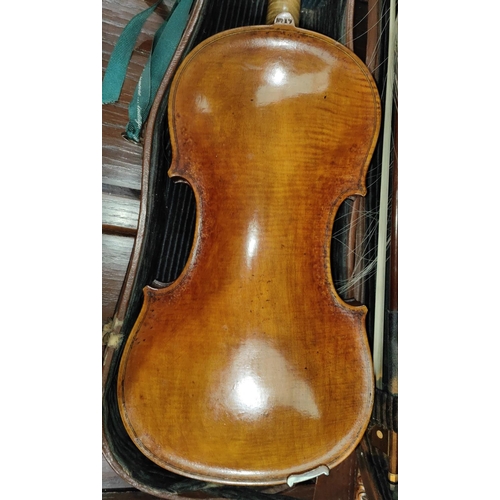 335 - A mid 19th century violin by John Priestnall, with interior label, with 1852 date, No 17 to back of ... 