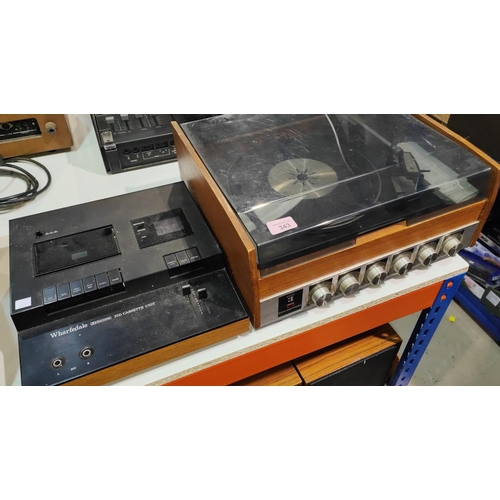 343 - A vintage 343 Marconiphone Model 4405 record player, unit 3, and a vintage Wharfdale 20D cassette un... 