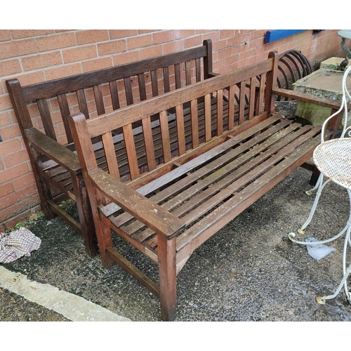 961 - Two teak garden benches;