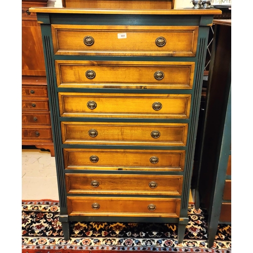 904 - A period style 7 height chest of drawers in walnut and stained blue finish; a similar 4 height chest... 