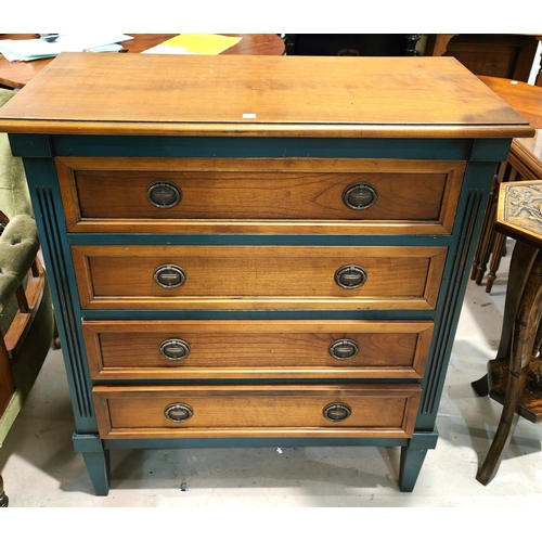 904 - A period style 7 height chest of drawers in walnut and stained blue finish; a similar 4 height chest... 