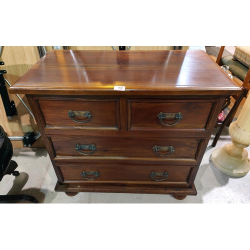 909 - A reproduction bachelors chest of 2 long and 2 short drawers, in stained mahogany, width 80cm