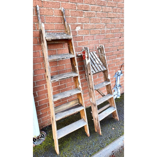 932 - Two vintage A-Frame decorators ladders (for display purposes only)