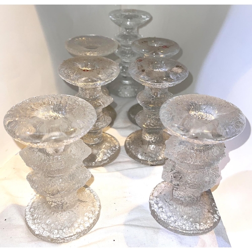 580 - A modern pair of glass candlesticks 