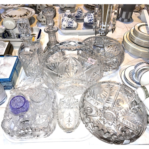 584 - A selection of cut glass bowls, decanters etc