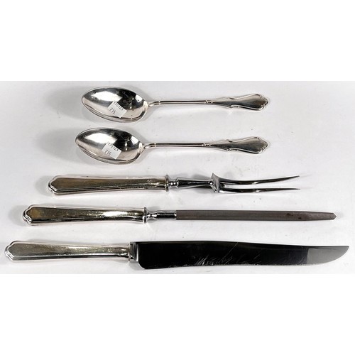 715A - A hallmarked silver handled carving set by Walker & Hall, Sheffield 1970 (matched sharpener not ... 