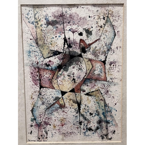 885 - Imre Czumpf:  watercolour, abstract composition, signed and numbered 964, 28 x 19cm, framed