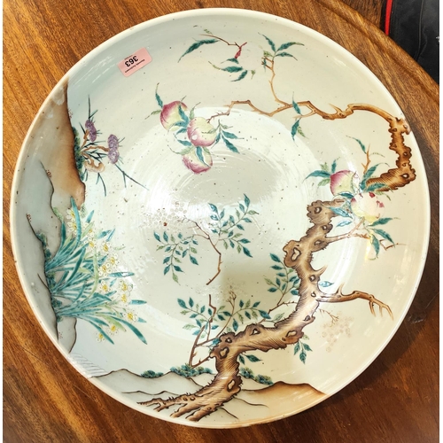 363 - A large  and impressive 19th century Chinese charger decorated with branches and pomegranates to top... 