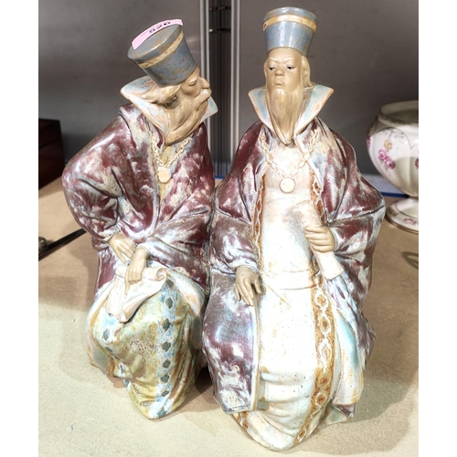 526 - A large Lladro group of 2 wise men seated with scrolls, bisque finish, height 30cm 