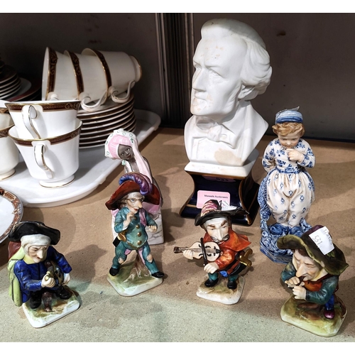 531 - A Royal Worcester figure:  Thief; 4 Dresden style dwarf musicians; a group of children; etc.