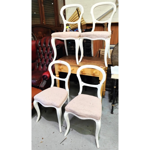 945 - A set of 4 white painted bedroom chairs with balloon backs