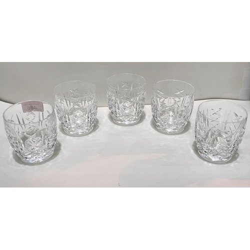 486 - Five Waterford Glengarriff pattern whisky tumblers of rounded form, height 8.5cm, diameter 8cm