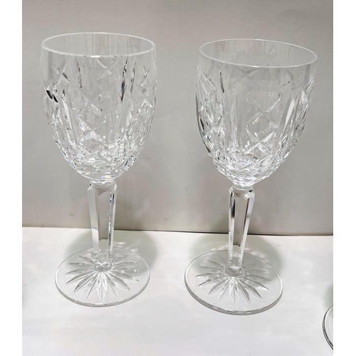 488 - Six Waterford Glengarriff pattern wine glasses with hexagonal tapering stems, height 16.5cm