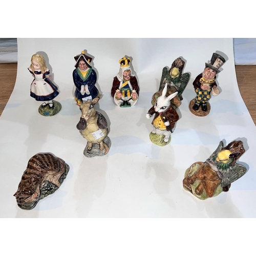 496 - Nine various Beswick Alice in Wonderland figures including Alice, Mad hatter, Mock Turtle, Cheshire ... 