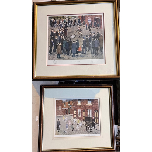 831 - Two pencil signed Tom Dodson prints 'Will they win the cup' and another and other pictures and print... 