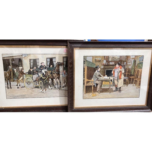 896 - An ebony and gilt framed print 'Coming Home from Market' published 1803 59 x 48cm; Two 'Pickwick Pap... 