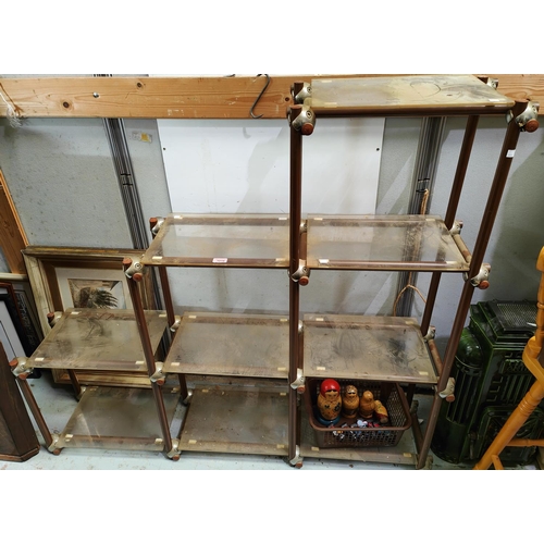 1016 - A mid 20th century 'scaffold' style bookcase/display unit in clear perspex with metal supports, heig... 