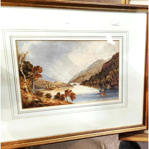 844A - James Bourne, (1773-1854) river landscape with stone houses, watercolour, signed, framed and glazed;... 