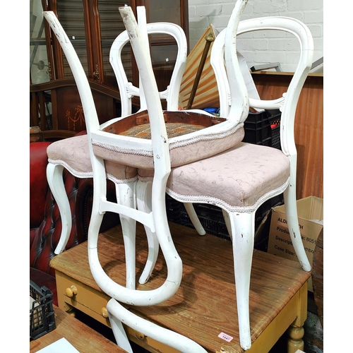 945 - A set of 4 white painted bedroom chairs with balloon backs