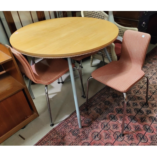 964 - A Lloyd Loom 'Oyster' breakfast suite comprising circular table and 3 chairs