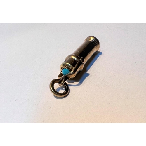 752H - A yellow metal propelling pencil in the Liberty's manner with turquoise stone (lid tests 9ct +)