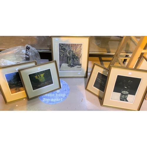 878 - Terry McKinney:  5 artist signed coloured etchings, framed and glazed; Robert Cox: still life o... 