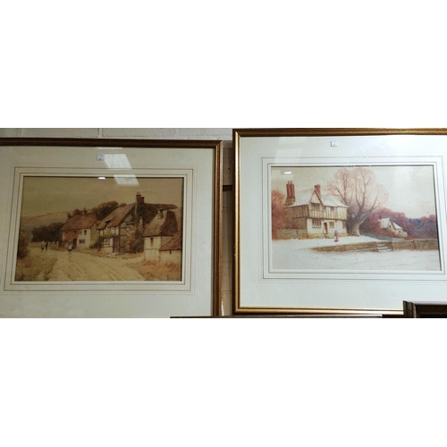 888 - William Manners rural scenes harvesting and driving sheep, pair of watercolours signed 23 x 31cm fra... 