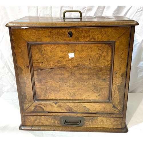 2 - A Victorian walnut correspondence box with fall front and fitted interior