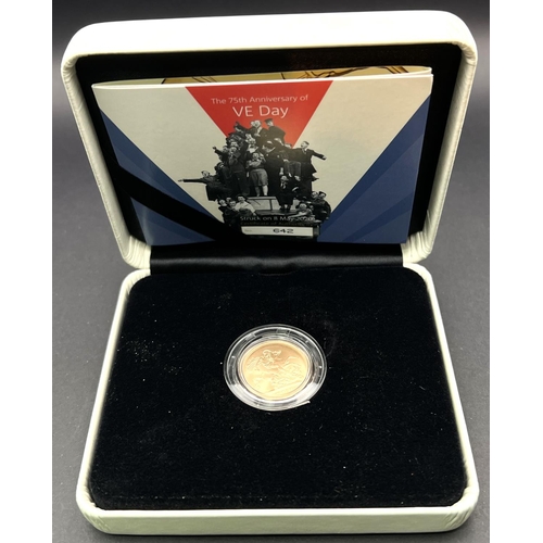 243 - A 2020 75th anniversary of VE day, strike on the day, gold sovereign with C.O.A and boxed