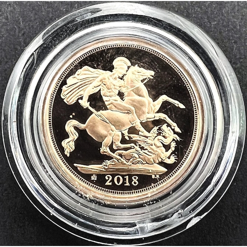 247 - A 2018 strike on the day BU gold sovereign commemorating the 65th anniversary of the Coronation of Q... 