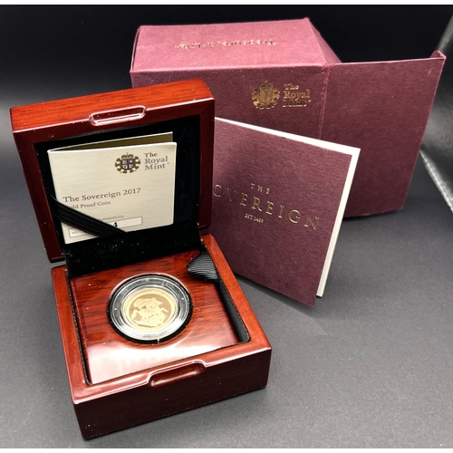 248 - A 2017 gold preof sovereign commemorating the 200th anniversary of the modern sovereign, with box an... 