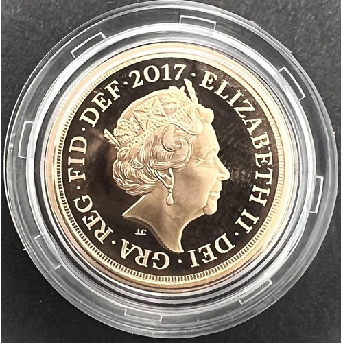 249 - A 2017 gold proof sovereign commemorating the 200th anniversary of the modern sovereign, missing C.O... 