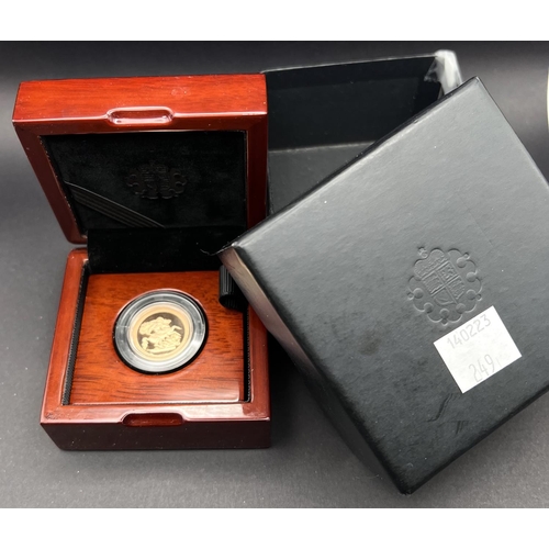 249 - A 2017 gold proof sovereign commemorating the 200th anniversary of the modern sovereign, missing C.O... 