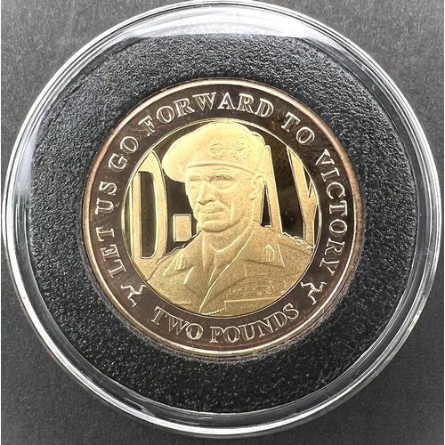 258 - D-Day Leaders £2 gold proof set 2019, depicting Winston Churchill, General Montgomery and King... 