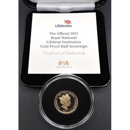 262 - A 2021 R.N.L.I Alderney gold proof half-sovereign and a 24ct 0.5gm gold coin