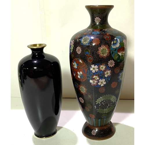 407 - A Japanese hexagonal cloisonne vase height 26cm; another Japanese hexagonal cloisonne  