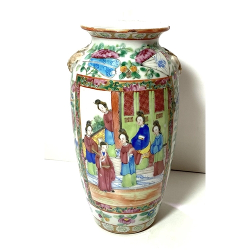 423 - A 19th century Chinese famille verte ovoid vase decorated with reserve panels of women and children ... 