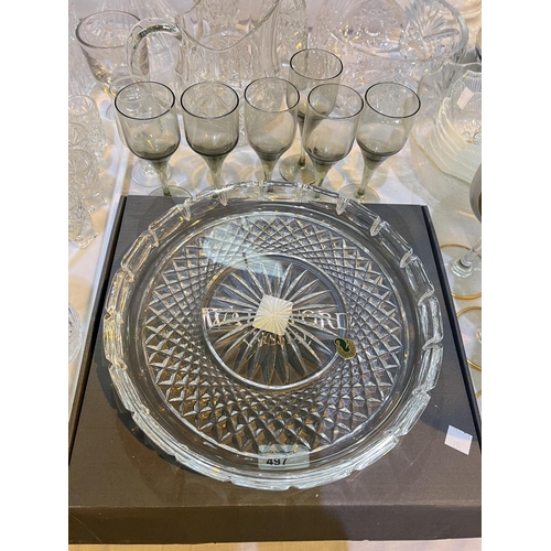 497 - A Waterford Crystal dish, boxed; a selection of drinking glasses and glassware