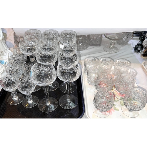 498 - A set of 12 cut hock glasses and matching part sets