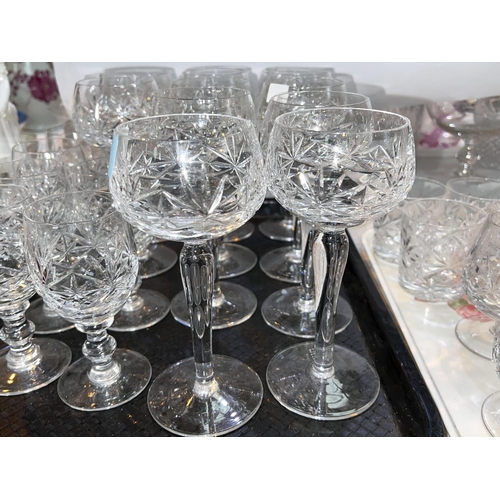 498 - A set of 12 cut hock glasses and matching part sets